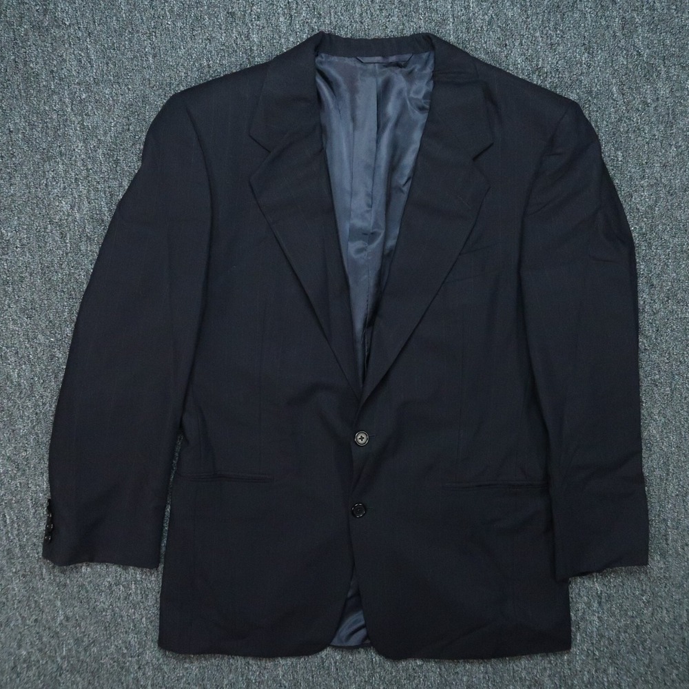 Hickey Freeman Suit Jacket‎ Mens 40R Blue Wool Striped Sport Coat Union Made VTG